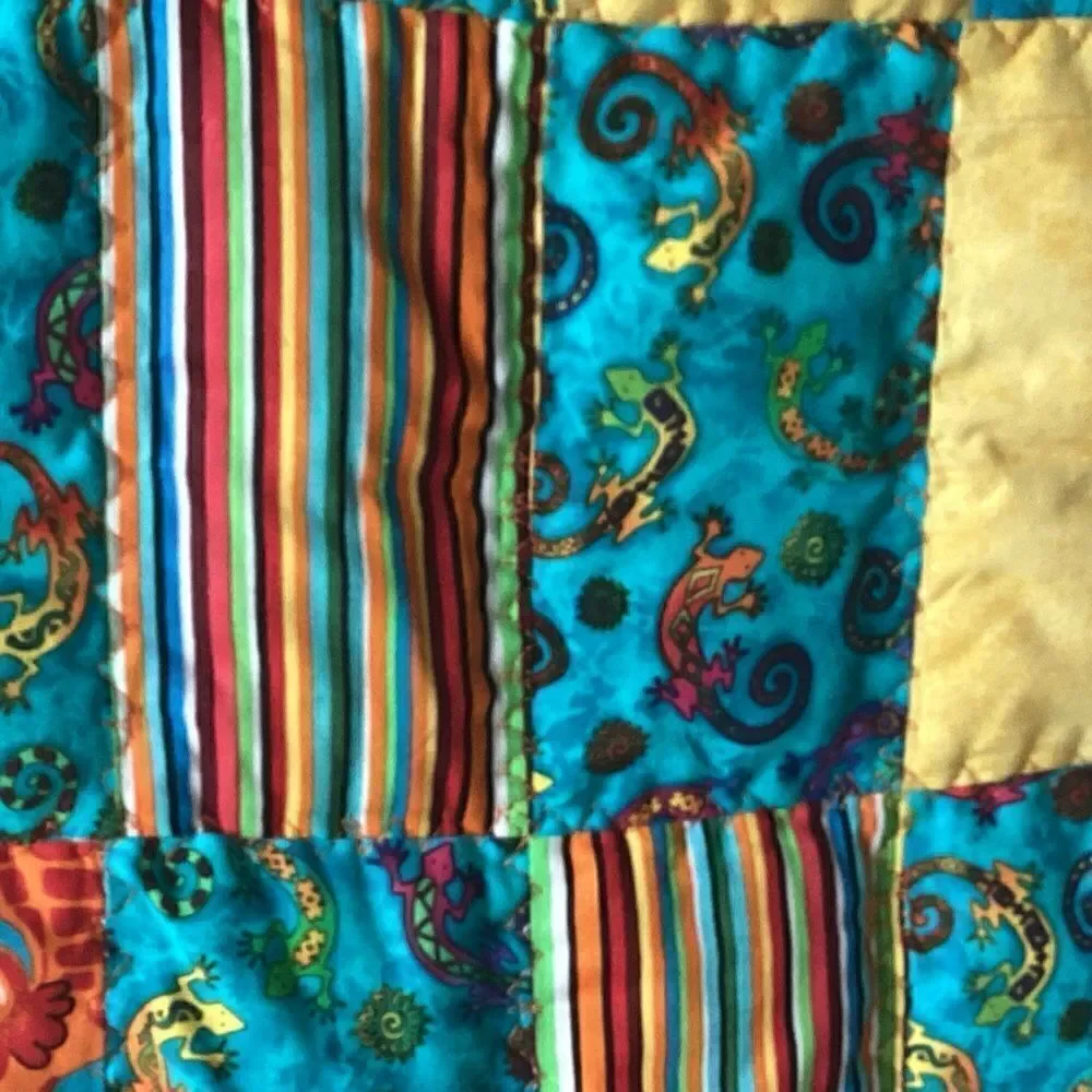 Hand Crafted Brights Fish and Reptile Children’s Quilt